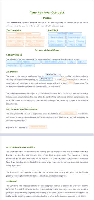 Tree Removal Contract PDF Template