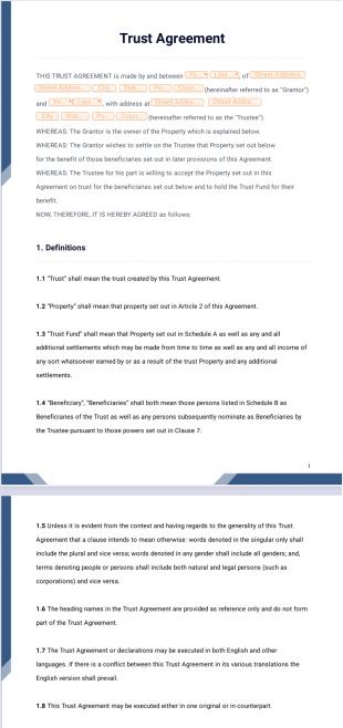 Trust Agreement - PDF Templates