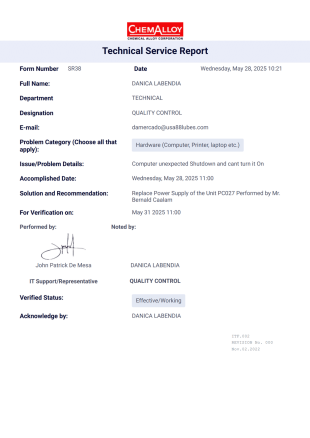 TSR Form PDF Template