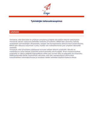 Työntekijän laitevuokrasopimus - PDF Templates