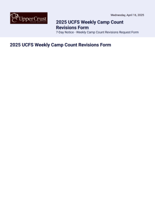 UCFS Weekly Camp Counts - PDF Templates