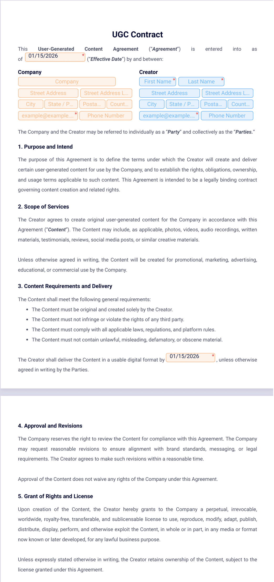 Gencor Contract.pdf UGC Contract Template - PDF Templates | Jotform