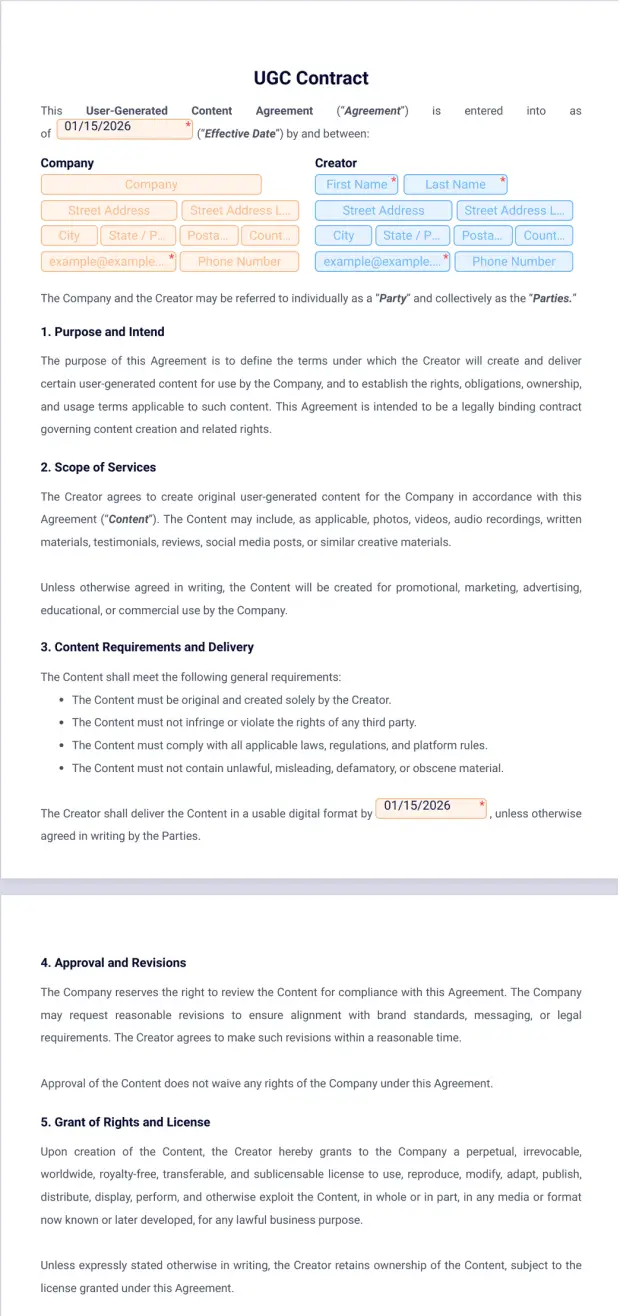 UGC Contract Template PDF Templates Jotform