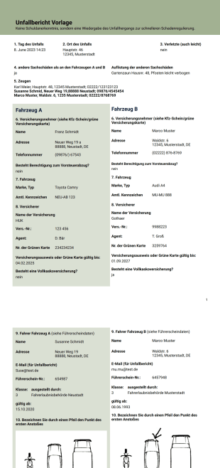 Unfallbericht Vorlage - PDF-Vorlagen