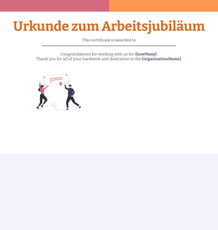 Urkunde zum Arbeitsjubiläum - PDF Templates