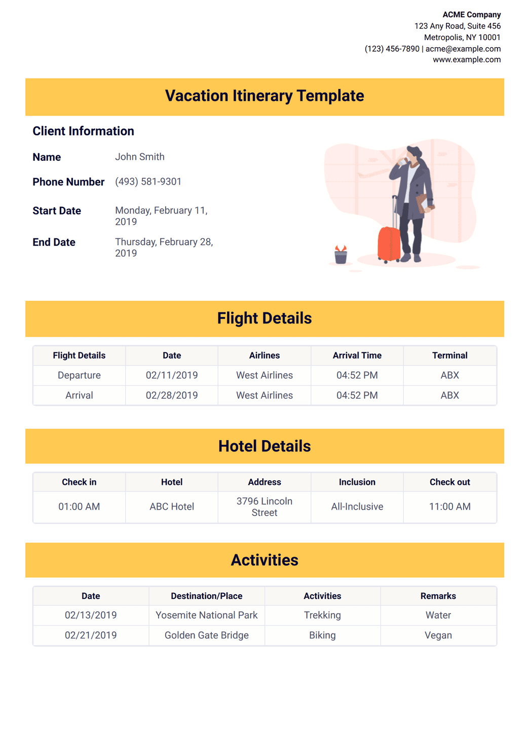 Editable Itinerary Template 12+ Itinerary Templates Word Excel PDF