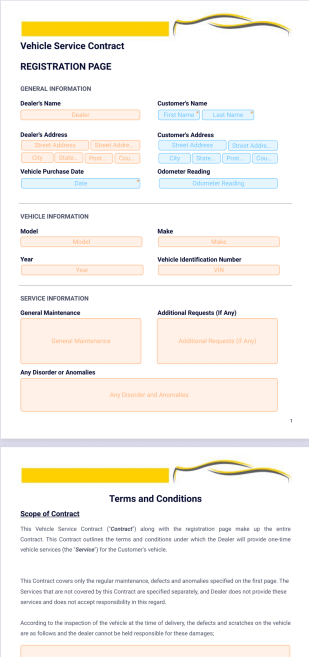 Vehicle Service Contract PDF Template