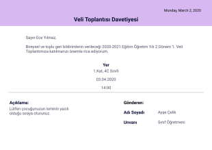 Veli Toplantısı Davetiye - PDF Templates