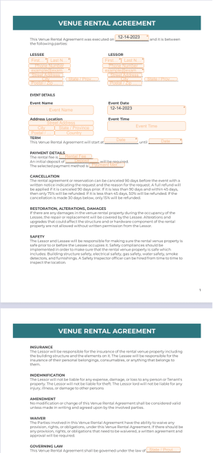 Venue Rental Agreement PDF Template