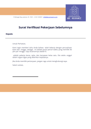 Verifikasi Pekerjaan Sebelumnya Template PDF