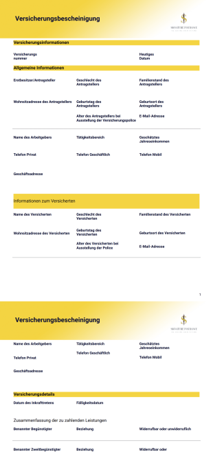 Versicherungsbescheinigung Vorlage - PDF-Vorlagen