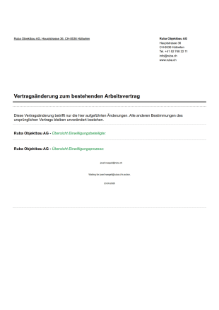 Vertragsänderung RUBA - PDF Templates