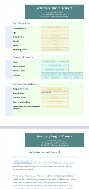 Veterinary Surgical Consent Template - PDF Templates