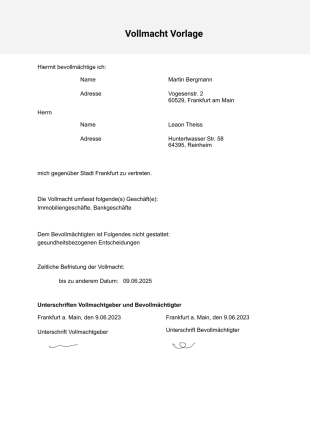 Vollmacht Vorlage - PDF-Vorlagen
