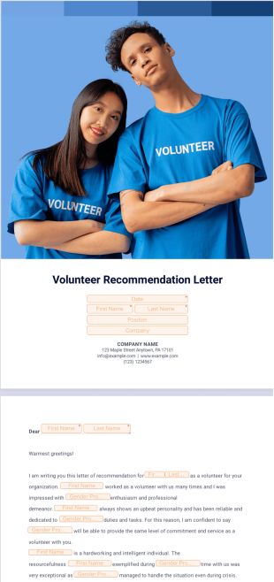 Volunteer Recommendation Letter PDF Template