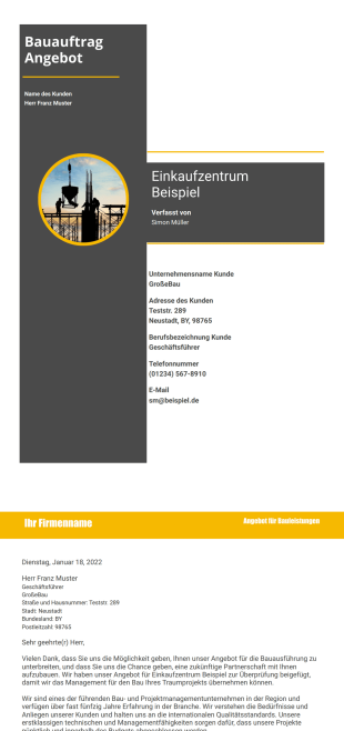 Vorlage Angebot für Bauleistungen - PDF Templates