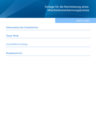 Vorlage für die Nominierung eines Mitarbeiteranerkennungspreises - PDF-Vorlagen