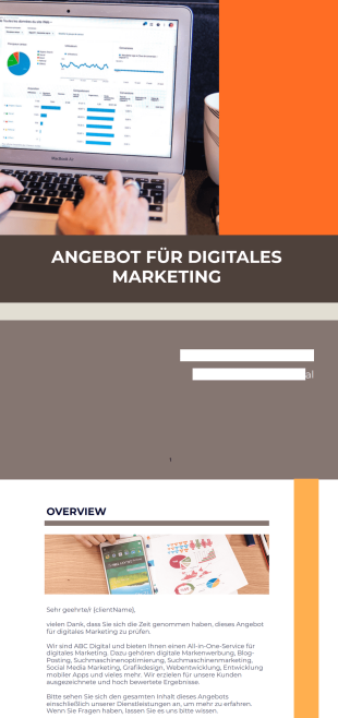 Vorlage für ein Angebot im digitalemd Marketing - PDF Templates