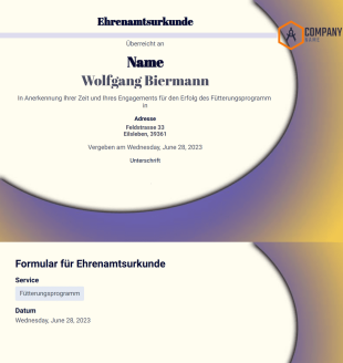 Vorlage für Freiwilligenzertifikat - PDF Templates