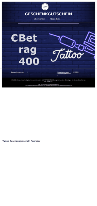 Vorlage für Tattoo Geschenkgutschein Formular - PDF Templates