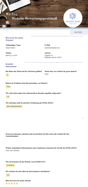 Vorlage für Website-Bewertung - PDF Templates