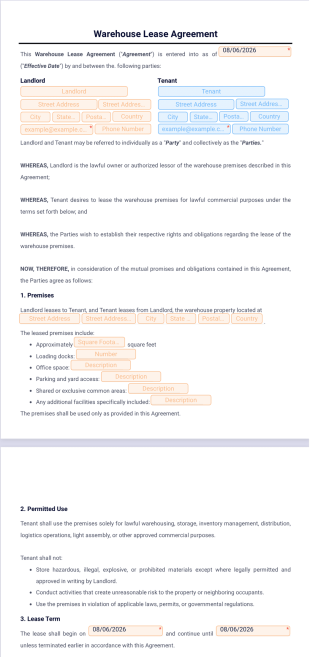 Warehouse Lease Agreement Template - PDF Templates