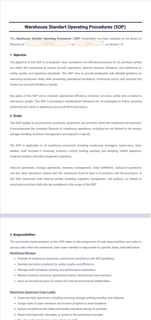 Warehouse SOP Template - PDF Templates