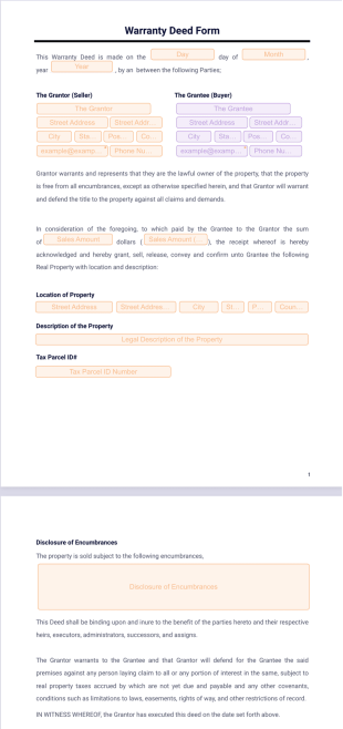 Warranty Deed Form PDF Template