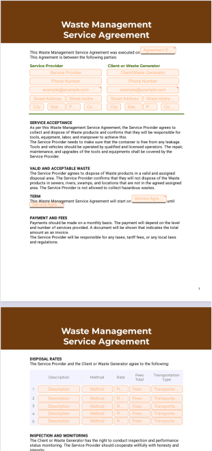 Waste Management Service Agreement PDF Template