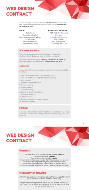 Web Design Contract Template - PDF Templates