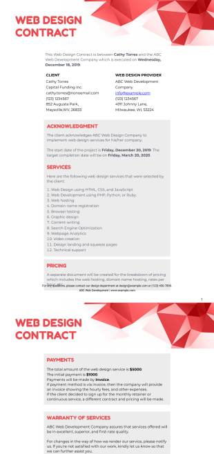 Web Design Contract Template - PDF Templates