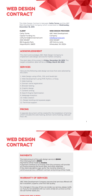 Web Design Contract Template - PDF Templates