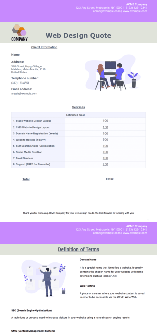 Web Design Quote Template - PDF Templates