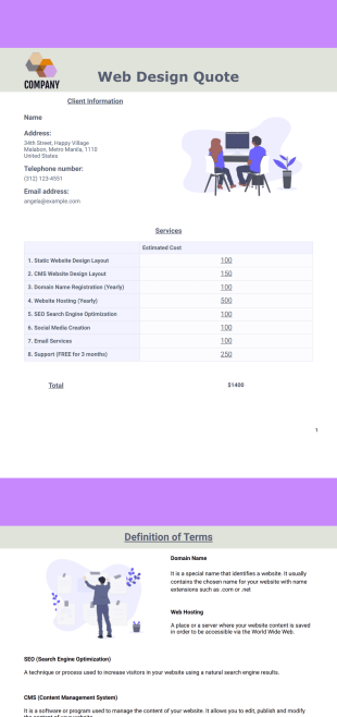 Web Design Quote Template - PDF Templates