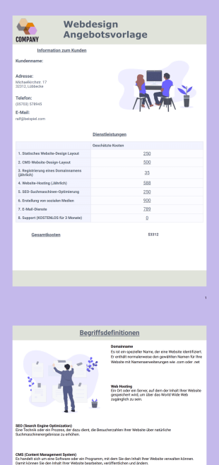 Webdesign Angebotsvorlage - PDF-Vorlagen