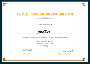 Webinar Certificate PDF Template