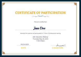 Webinar Certificate PDF Template