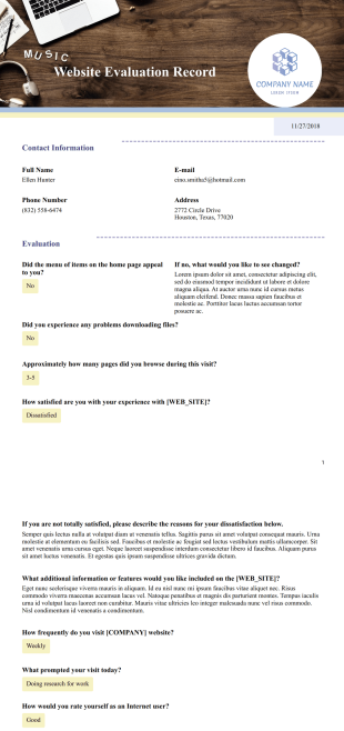 Website Evaluation Template - PDF Templates