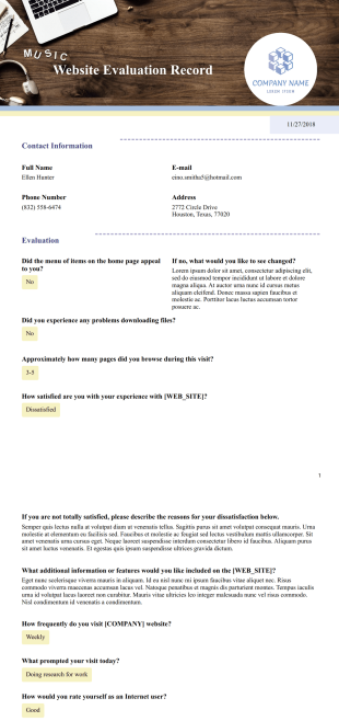 Website Evaluation Template - PDF Templates