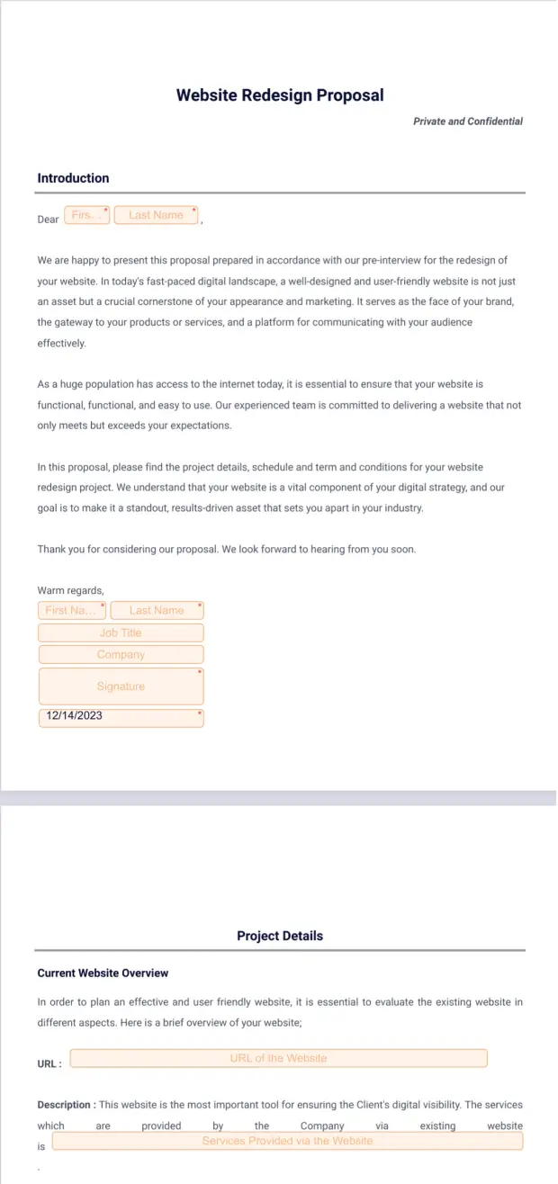 Website Redesign Proposal PDF Template Jotform