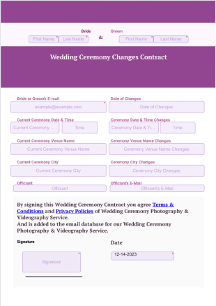 Wedding Ceremony Contract Template - PDF Templates