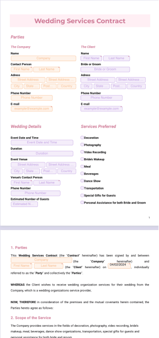 Wedding Contract Template - Sign Templates