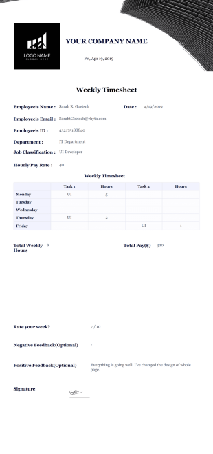 Weekly Timesheet Template - PDF Templates