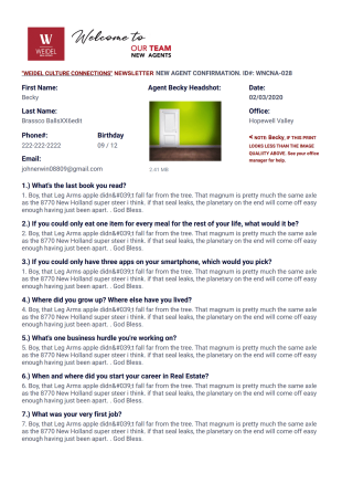 Weidel New Agent - PDF Templates