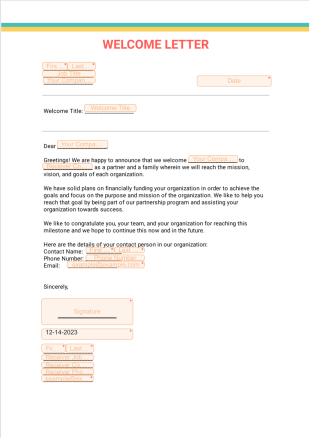 Welcome Letter PDF Template
