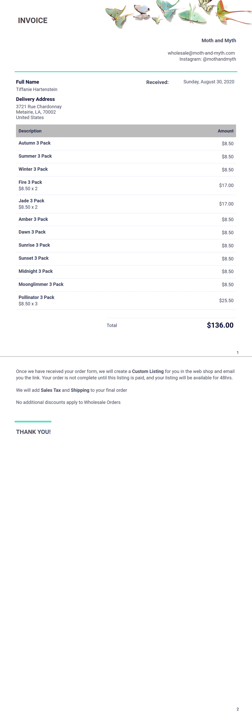 Wholesale Invoice PDF Template | Jotform