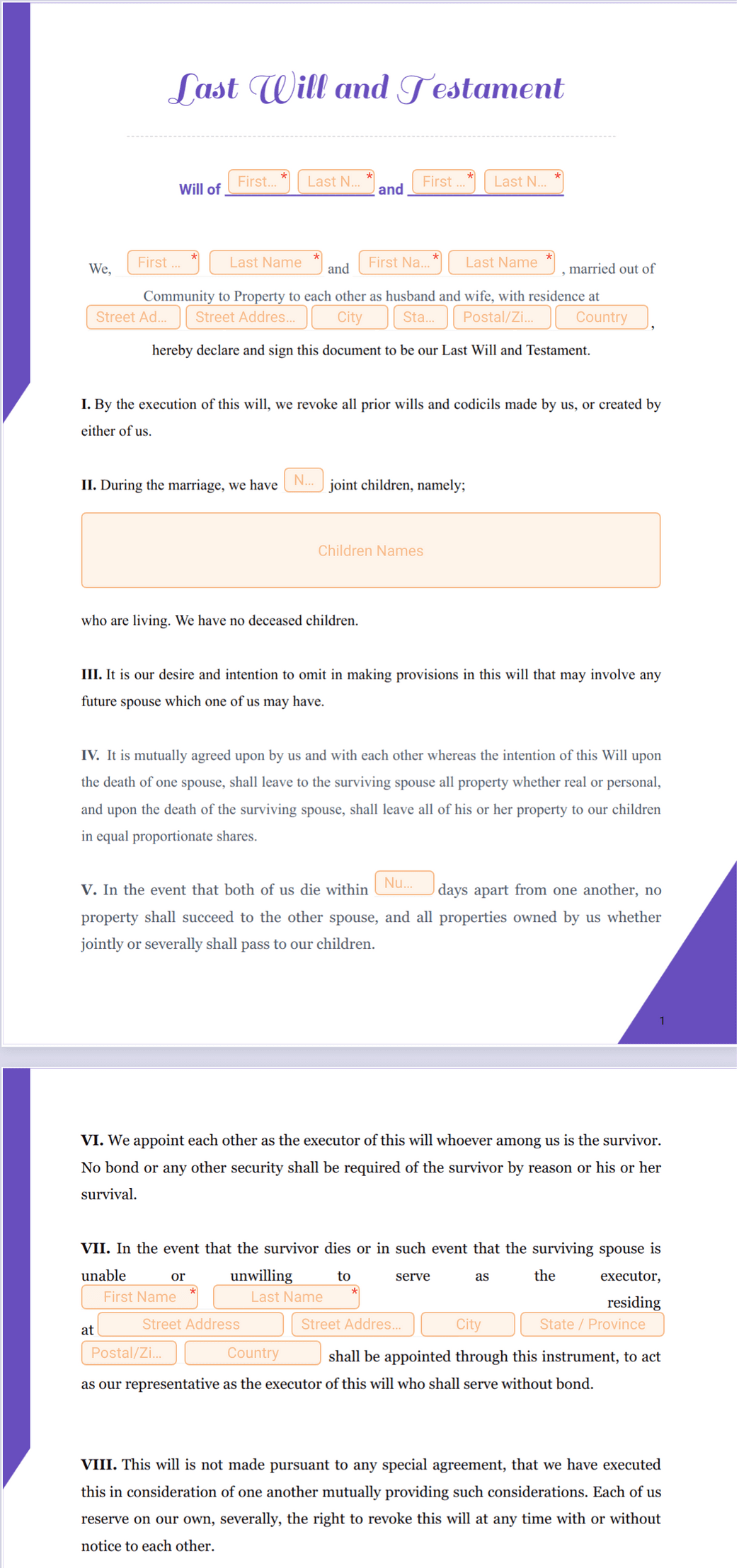 Will Form for Married Couple - PDF Templates | Jotform will-form-for-married-couple-pdf-templates-jotform