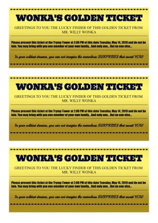 Willy Wonka Golden Ticket Template - PDF Templates