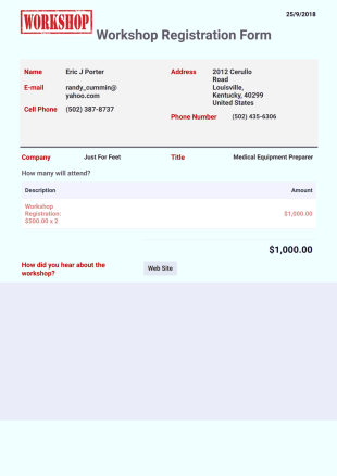 Workshop Registration Template - PDF Templates
