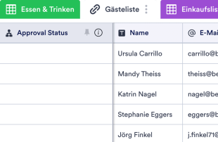 Anmeldeformular für das Erntedankfest Tabellenvorlage
